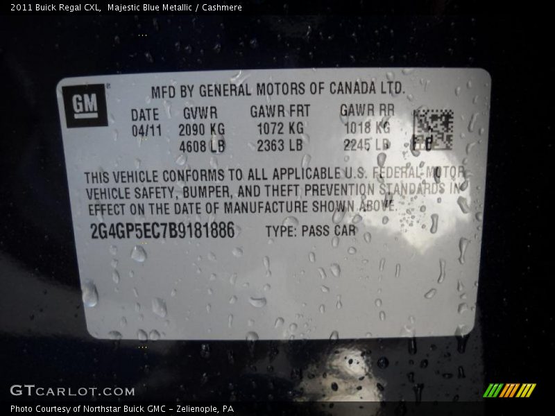 Majestic Blue Metallic / Cashmere 2011 Buick Regal CXL