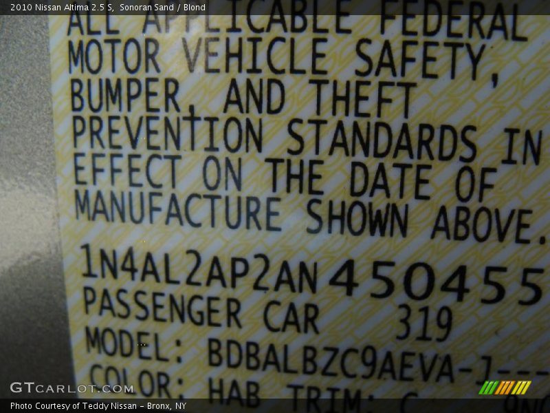 Sonoran Sand / Blond 2010 Nissan Altima 2.5 S