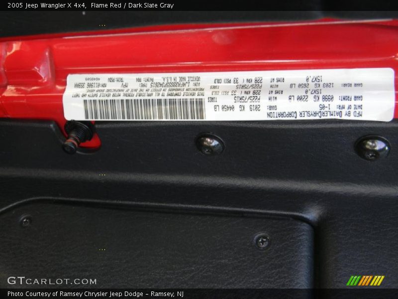 Flame Red / Dark Slate Gray 2005 Jeep Wrangler X 4x4