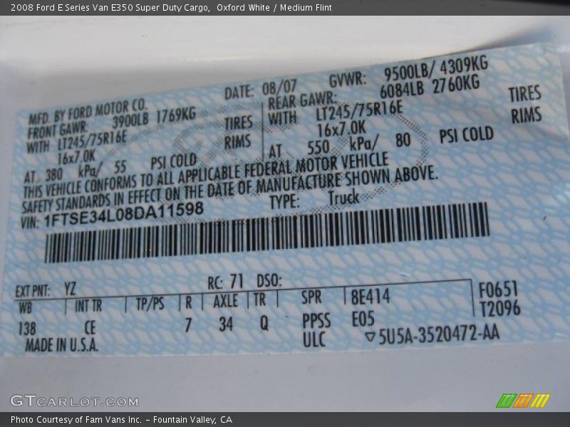 Oxford White / Medium Flint 2008 Ford E Series Van E350 Super Duty Cargo