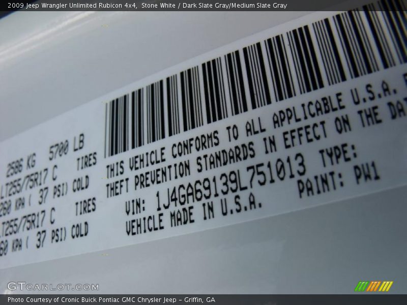 Stone White / Dark Slate Gray/Medium Slate Gray 2009 Jeep Wrangler Unlimited Rubicon 4x4