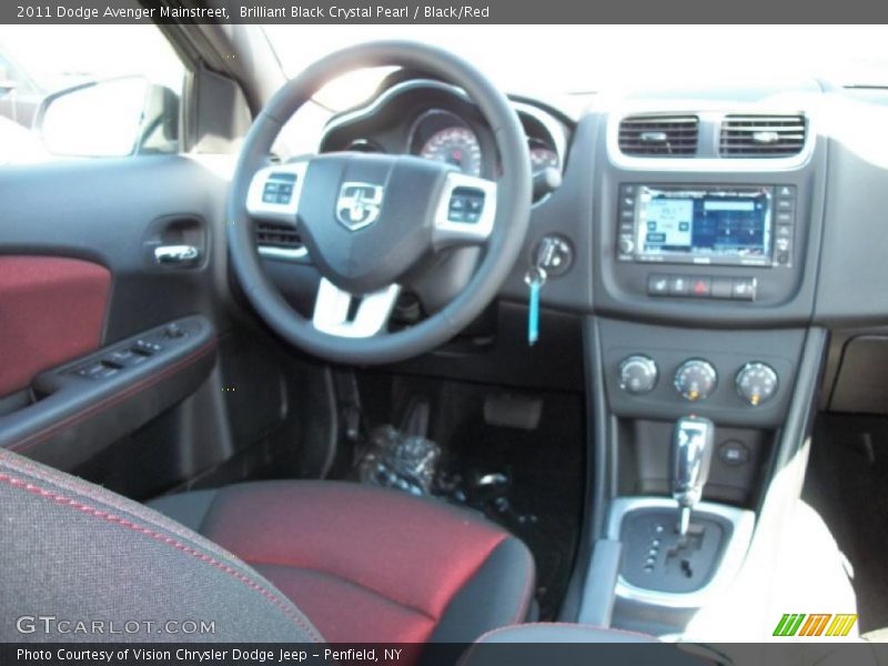 Brilliant Black Crystal Pearl / Black/Red 2011 Dodge Avenger Mainstreet