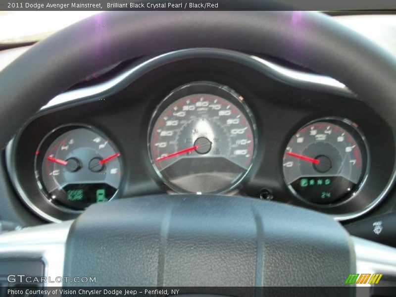Brilliant Black Crystal Pearl / Black/Red 2011 Dodge Avenger Mainstreet