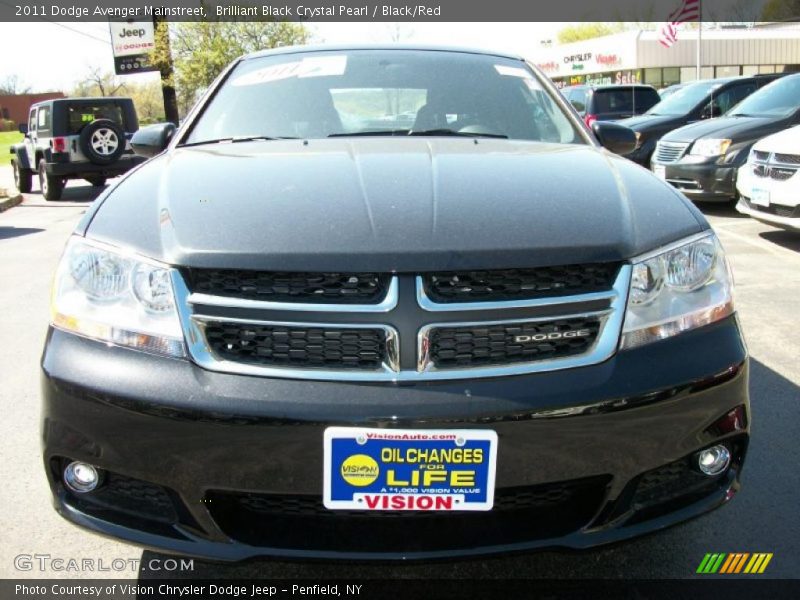 Brilliant Black Crystal Pearl / Black/Red 2011 Dodge Avenger Mainstreet