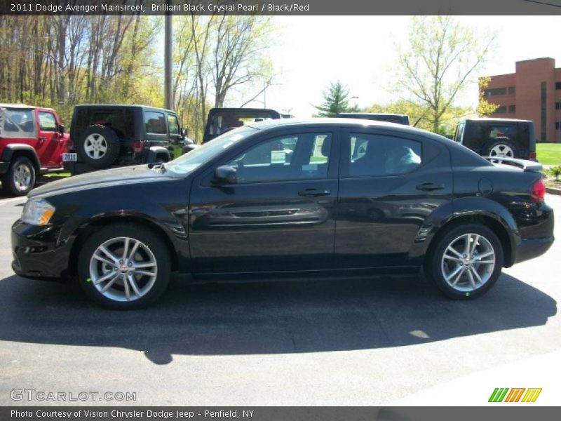 Brilliant Black Crystal Pearl / Black/Red 2011 Dodge Avenger Mainstreet