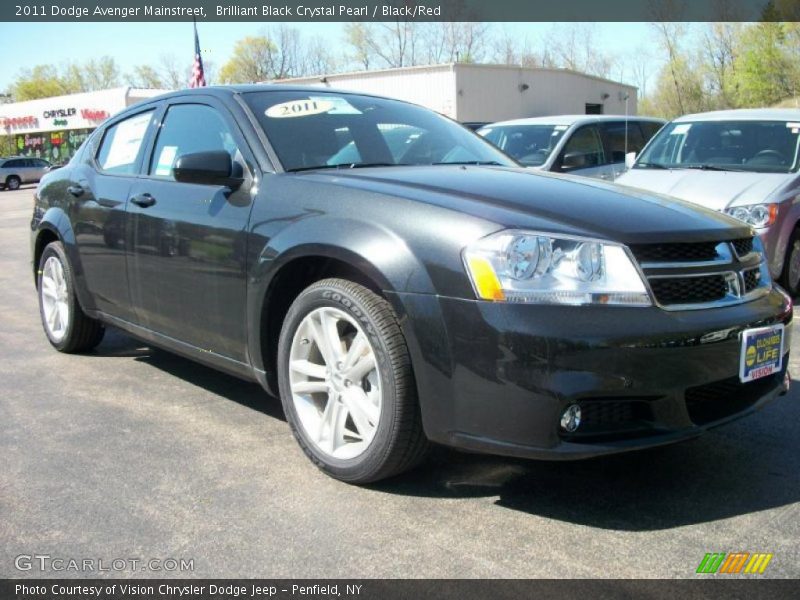 Brilliant Black Crystal Pearl / Black/Red 2011 Dodge Avenger Mainstreet