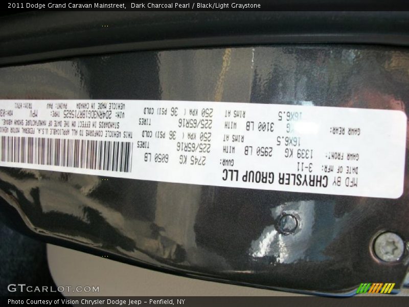 Dark Charcoal Pearl / Black/Light Graystone 2011 Dodge Grand Caravan Mainstreet