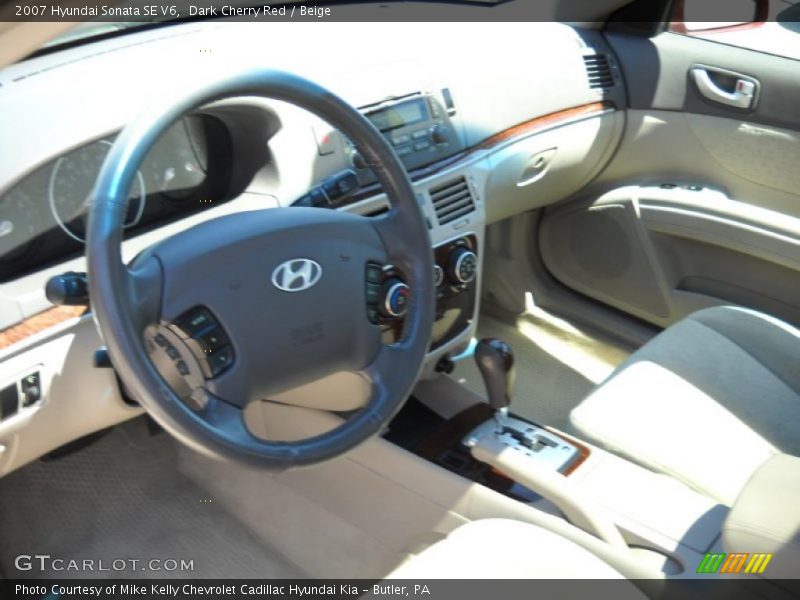 Dark Cherry Red / Beige 2007 Hyundai Sonata SE V6