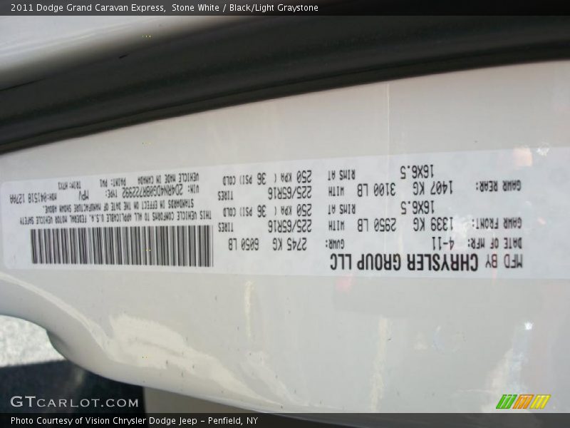 Stone White / Black/Light Graystone 2011 Dodge Grand Caravan Express