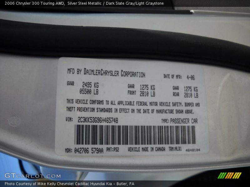 Silver Steel Metallic / Dark Slate Gray/Light Graystone 2006 Chrysler 300 Touring AWD