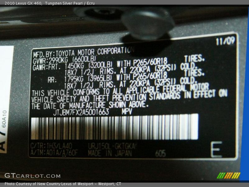 Tungsten Silver Pearl / Ecru 2010 Lexus GX 460