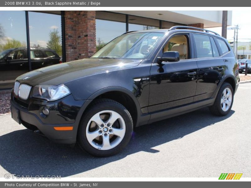 Black Sapphire Metallic / Beige 2008 BMW X3 3.0si