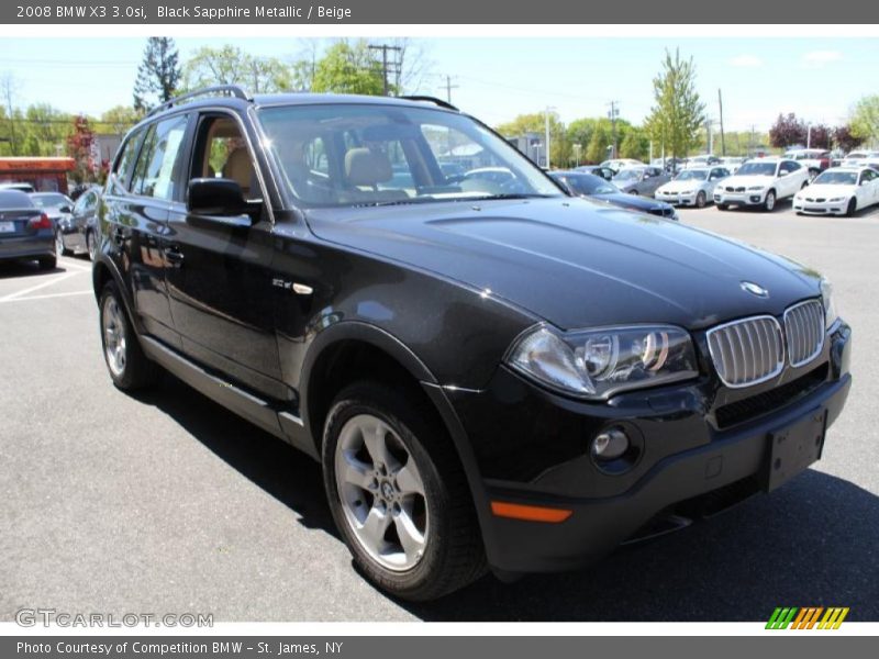 Black Sapphire Metallic / Beige 2008 BMW X3 3.0si