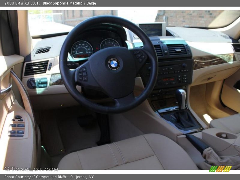 Black Sapphire Metallic / Beige 2008 BMW X3 3.0si