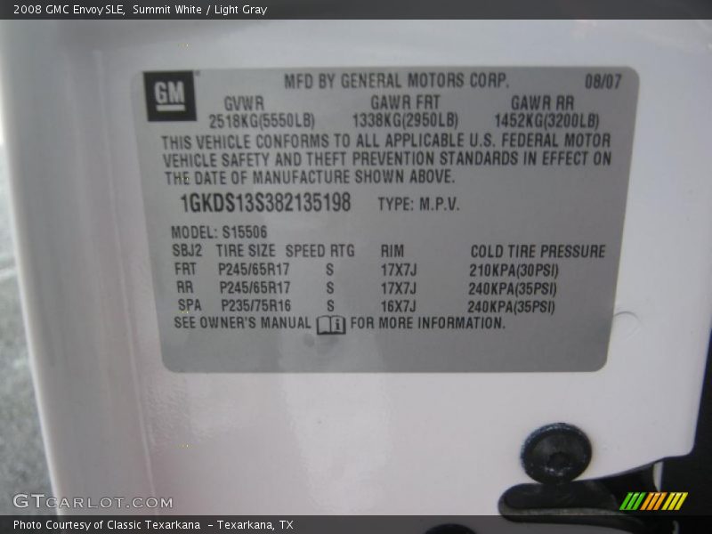 Summit White / Light Gray 2008 GMC Envoy SLE