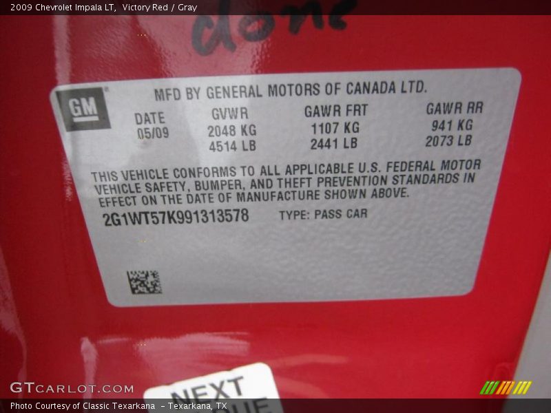 Victory Red / Gray 2009 Chevrolet Impala LT