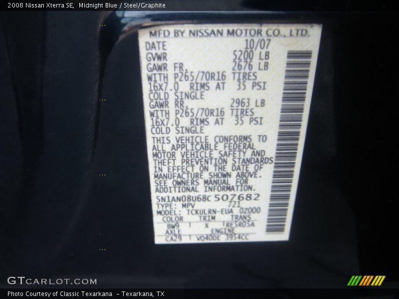 Midnight Blue / Steel/Graphite 2008 Nissan Xterra SE
