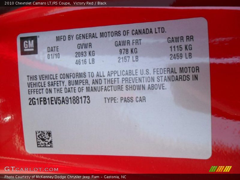 Victory Red / Black 2010 Chevrolet Camaro LT/RS Coupe