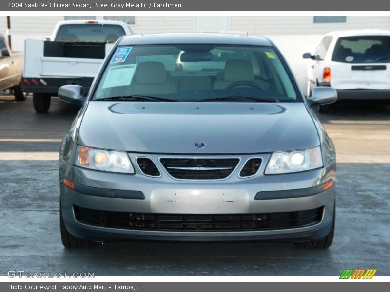 Steel Gray Metallic / Parchment 2004 Saab 9-3 Linear Sedan