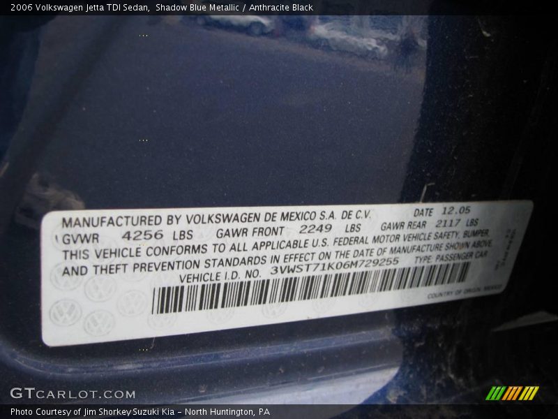 Shadow Blue Metallic / Anthracite Black 2006 Volkswagen Jetta TDI Sedan