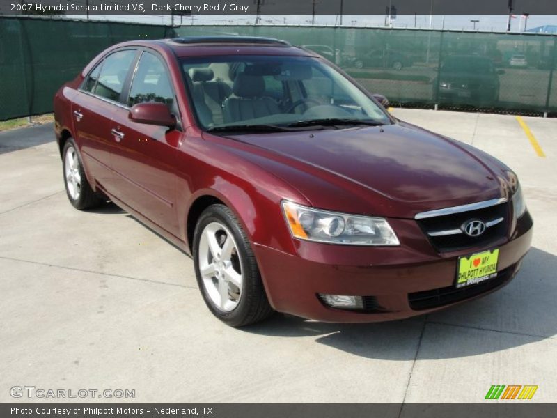 Dark Cherry Red / Gray 2007 Hyundai Sonata Limited V6