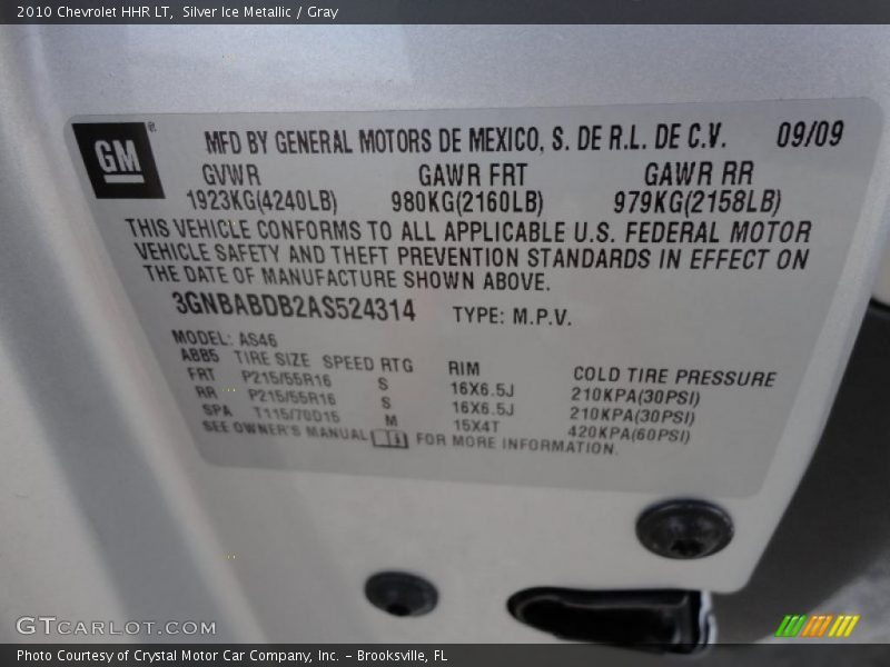 Silver Ice Metallic / Gray 2010 Chevrolet HHR LT