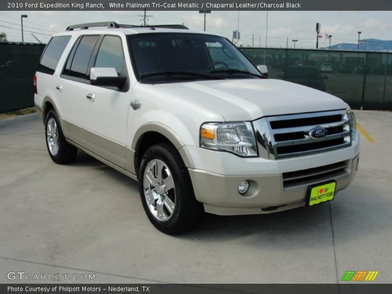 White Platinum Tri-Coat Metallic / Chaparral Leather/Charcoal Black 2010 Ford Expedition King Ranch