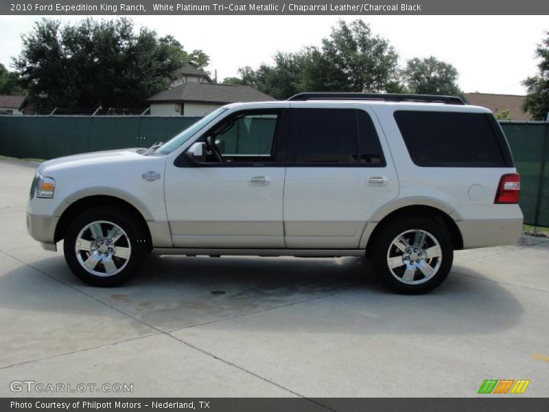 White Platinum Tri-Coat Metallic / Chaparral Leather/Charcoal Black 2010 Ford Expedition King Ranch