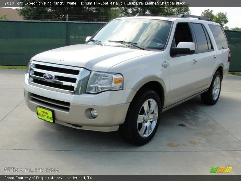 White Platinum Tri-Coat Metallic / Chaparral Leather/Charcoal Black 2010 Ford Expedition King Ranch