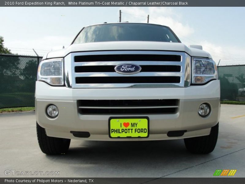 White Platinum Tri-Coat Metallic / Chaparral Leather/Charcoal Black 2010 Ford Expedition King Ranch