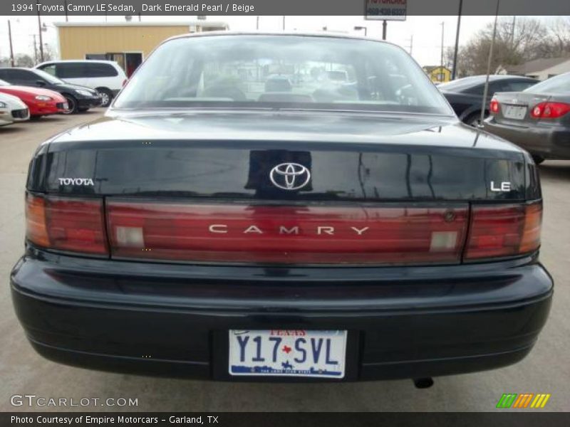 Dark Emerald Pearl / Beige 1994 Toyota Camry LE Sedan