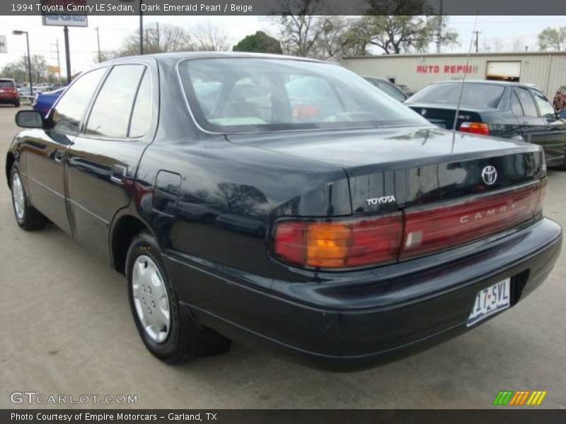 Dark Emerald Pearl / Beige 1994 Toyota Camry LE Sedan