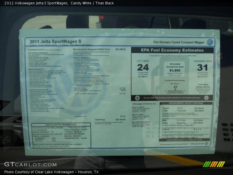  2011 Jetta S SportWagen Window Sticker