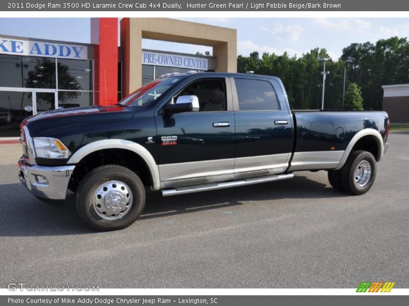 Hunter Green Pearl / Light Pebble Beige/Bark Brown 2011 Dodge Ram 3500 HD Laramie Crew Cab 4x4 Dually
