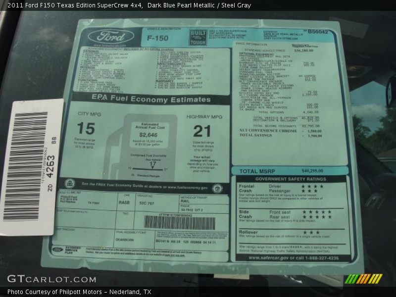 Dark Blue Pearl Metallic / Steel Gray 2011 Ford F150 Texas Edition SuperCrew 4x4
