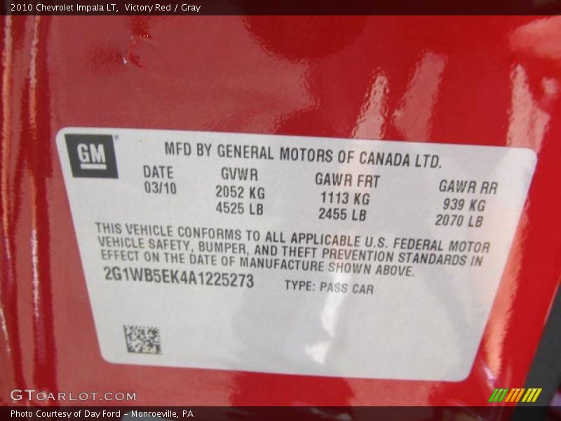 Victory Red / Gray 2010 Chevrolet Impala LT