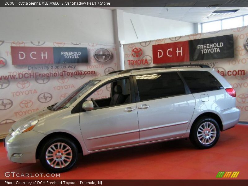 Silver Shadow Pearl / Stone 2008 Toyota Sienna XLE AWD