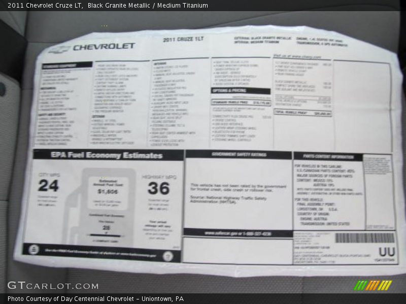 Black Granite Metallic / Medium Titanium 2011 Chevrolet Cruze LT