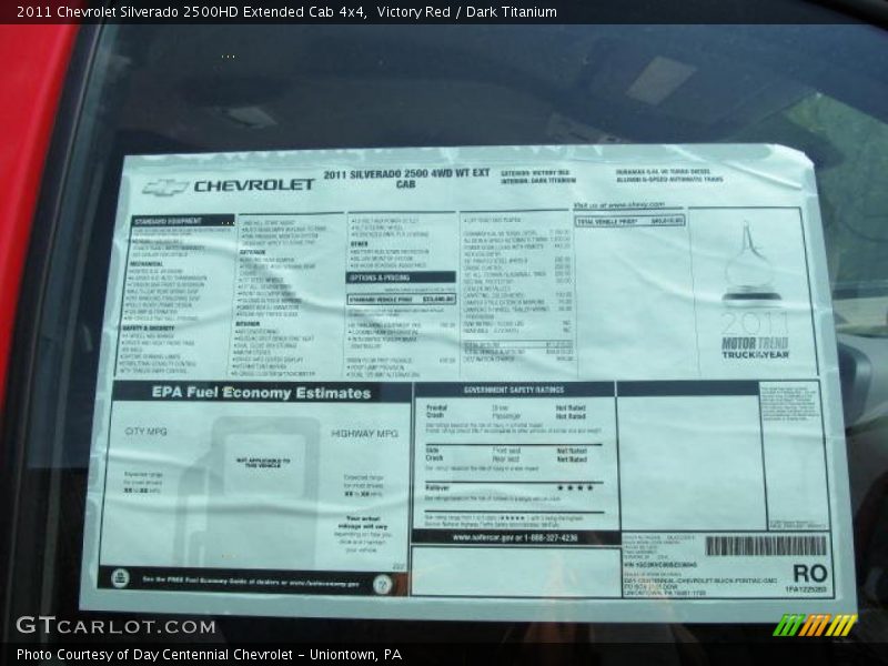  2011 Silverado 2500HD Extended Cab 4x4 Window Sticker