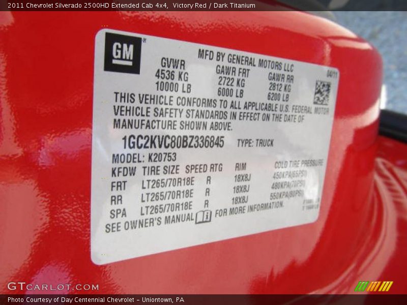 Victory Red / Dark Titanium 2011 Chevrolet Silverado 2500HD Extended Cab 4x4