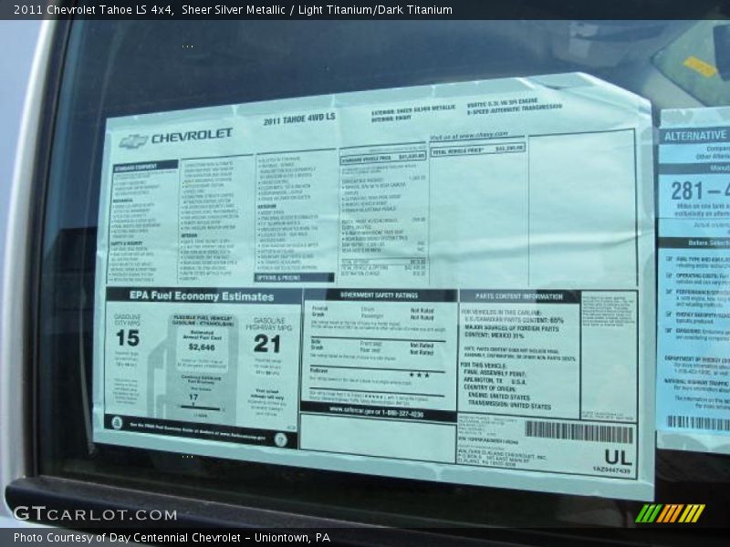  2011 Tahoe LS 4x4 Window Sticker