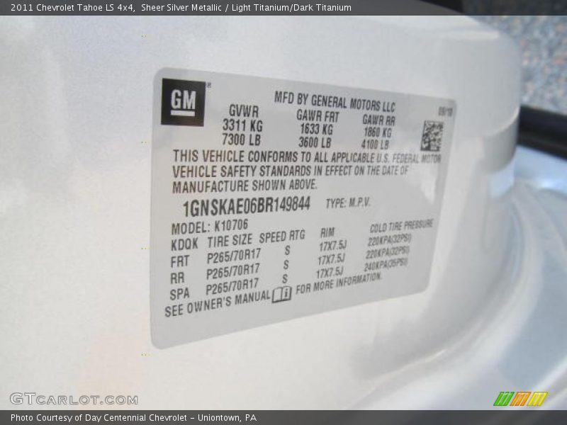 Sheer Silver Metallic / Light Titanium/Dark Titanium 2011 Chevrolet Tahoe LS 4x4