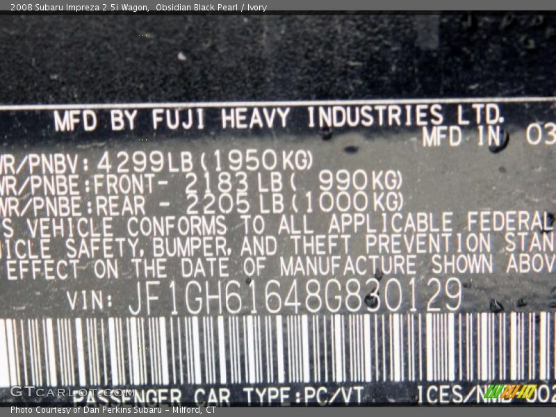 Obsidian Black Pearl / Ivory 2008 Subaru Impreza 2.5i Wagon