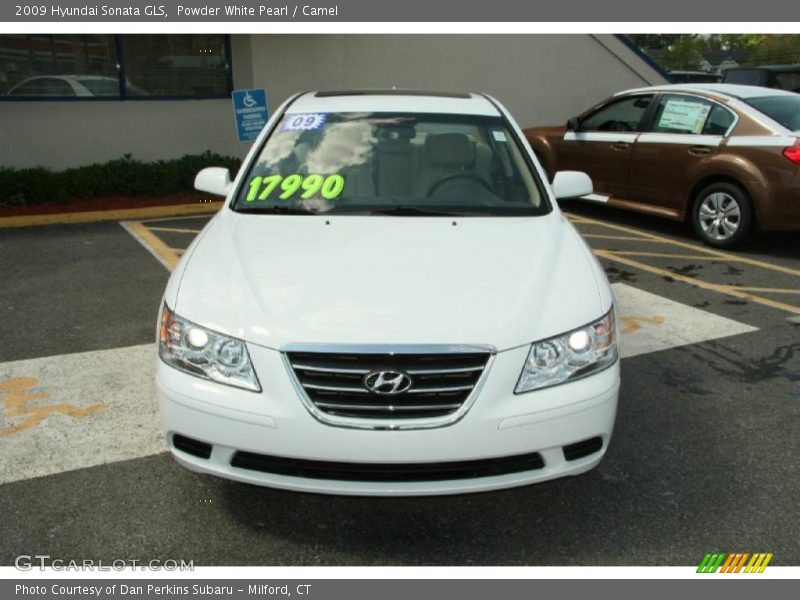 Powder White Pearl / Camel 2009 Hyundai Sonata GLS