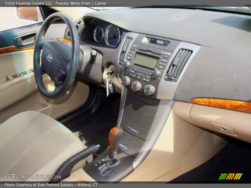 Powder White Pearl / Camel 2009 Hyundai Sonata GLS