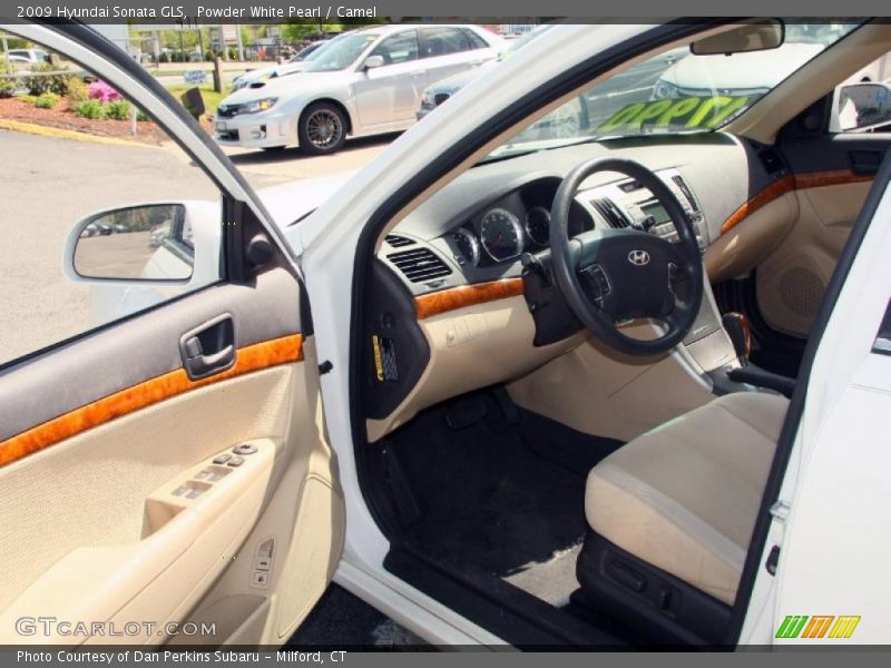 Powder White Pearl / Camel 2009 Hyundai Sonata GLS
