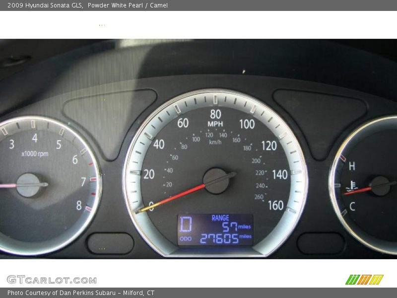 Powder White Pearl / Camel 2009 Hyundai Sonata GLS