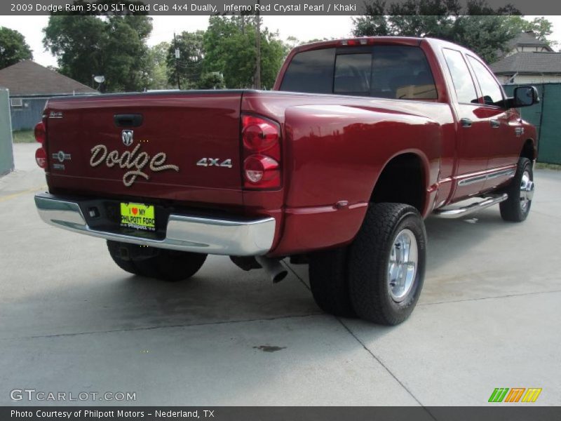 Inferno Red Crystal Pearl / Khaki 2009 Dodge Ram 3500 SLT Quad Cab 4x4 Dually