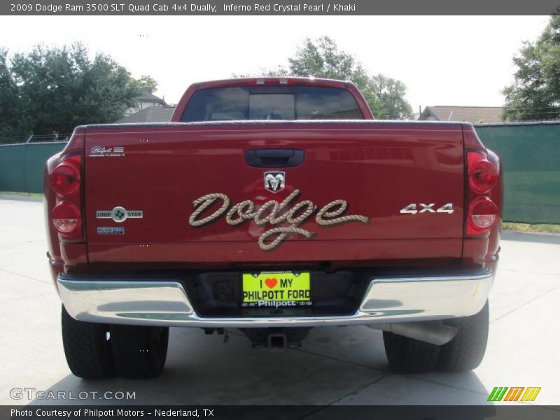 Inferno Red Crystal Pearl / Khaki 2009 Dodge Ram 3500 SLT Quad Cab 4x4 Dually
