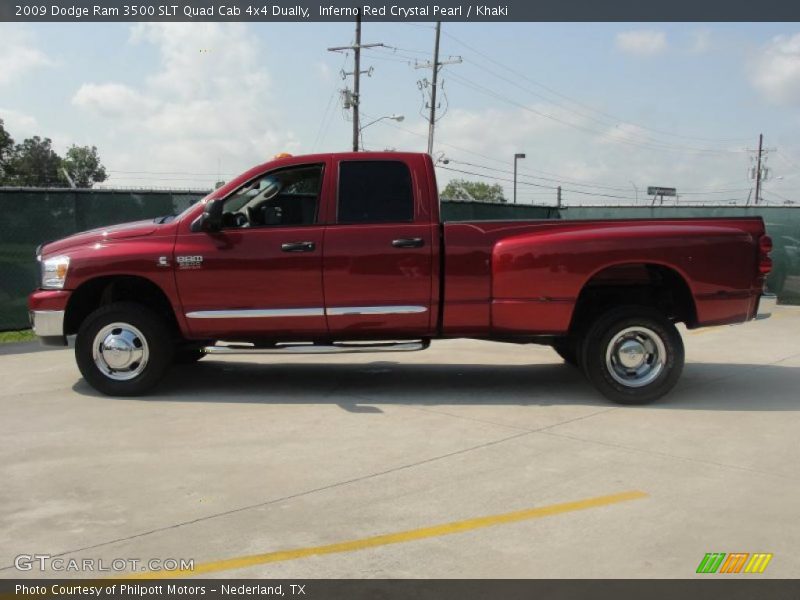 Inferno Red Crystal Pearl / Khaki 2009 Dodge Ram 3500 SLT Quad Cab 4x4 Dually